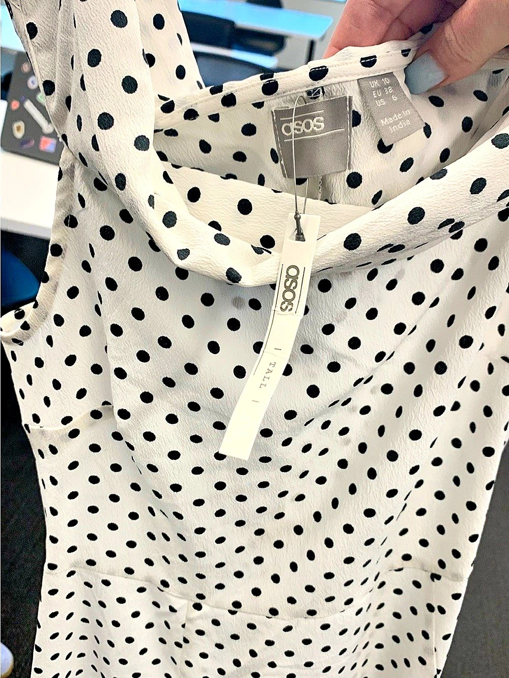 ASOS Polka Dot Mini Dress White & Black Medium NWT